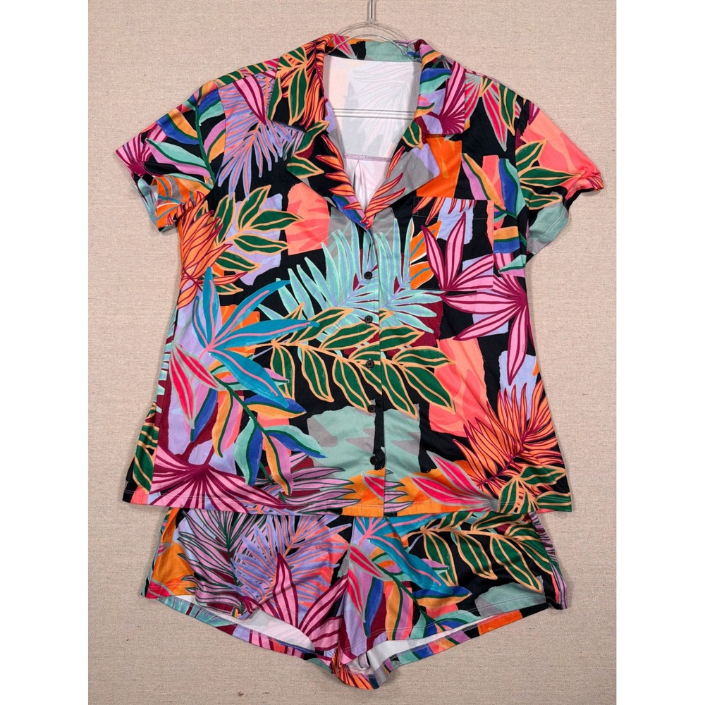 Show Me Your Mumu x Trina Turk Tropical Floral Pajama Set Shorts Top Large